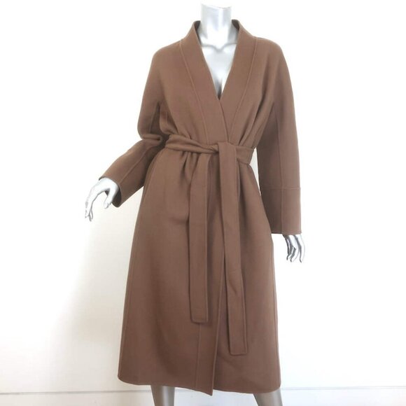 MaxMara Jackets & Blazers - 'S Max Mara Calla Belted Wrap Coat Brown Felted Wool Size US 4